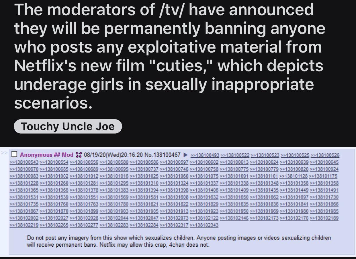 4chan has banned Netflix show Cuties due to pedophilia - The Donald