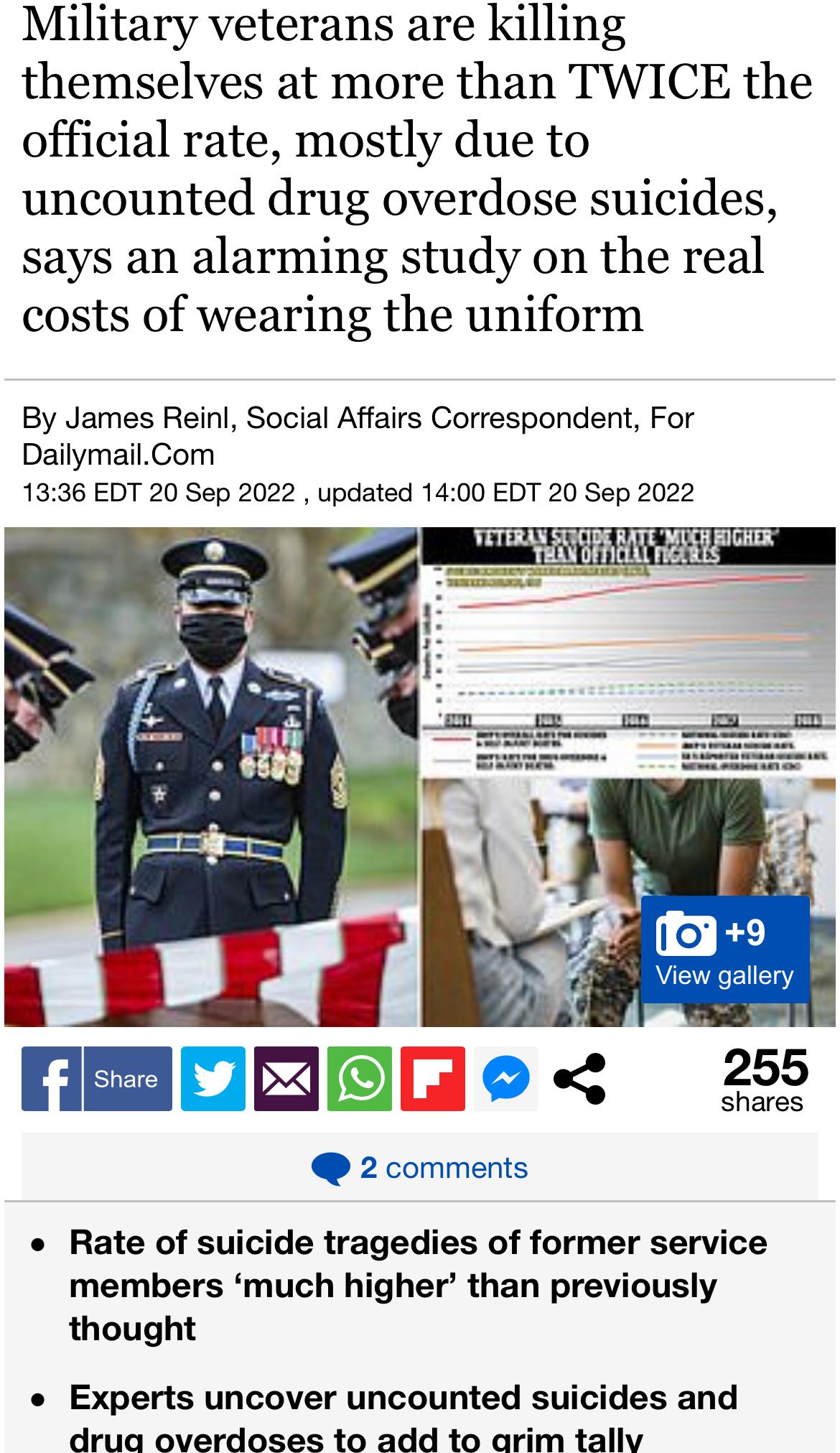 “Military veterans are killing themselves at more than TWICE the