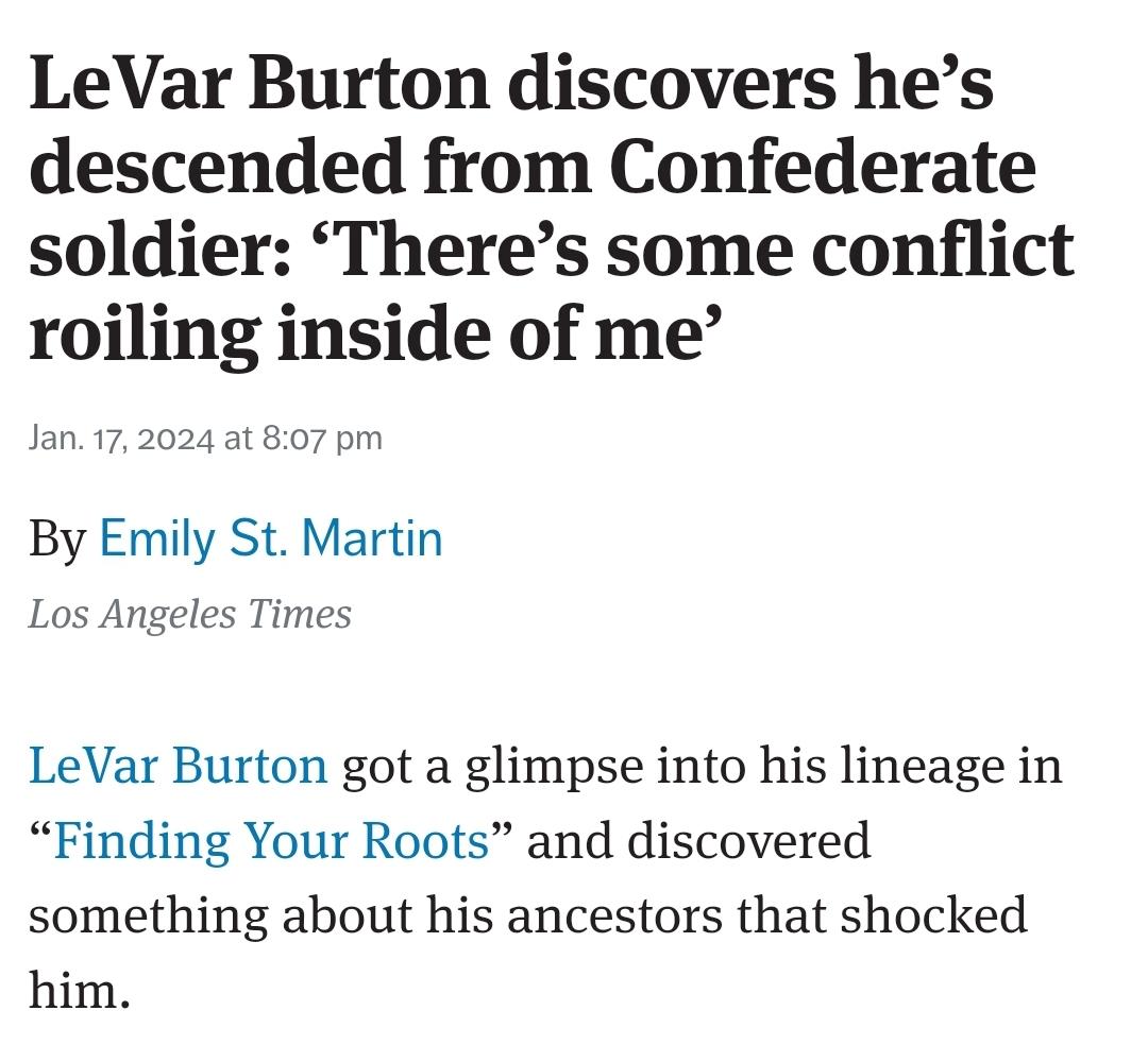 LeVar Burton discovers he s descended from Confederate soldier