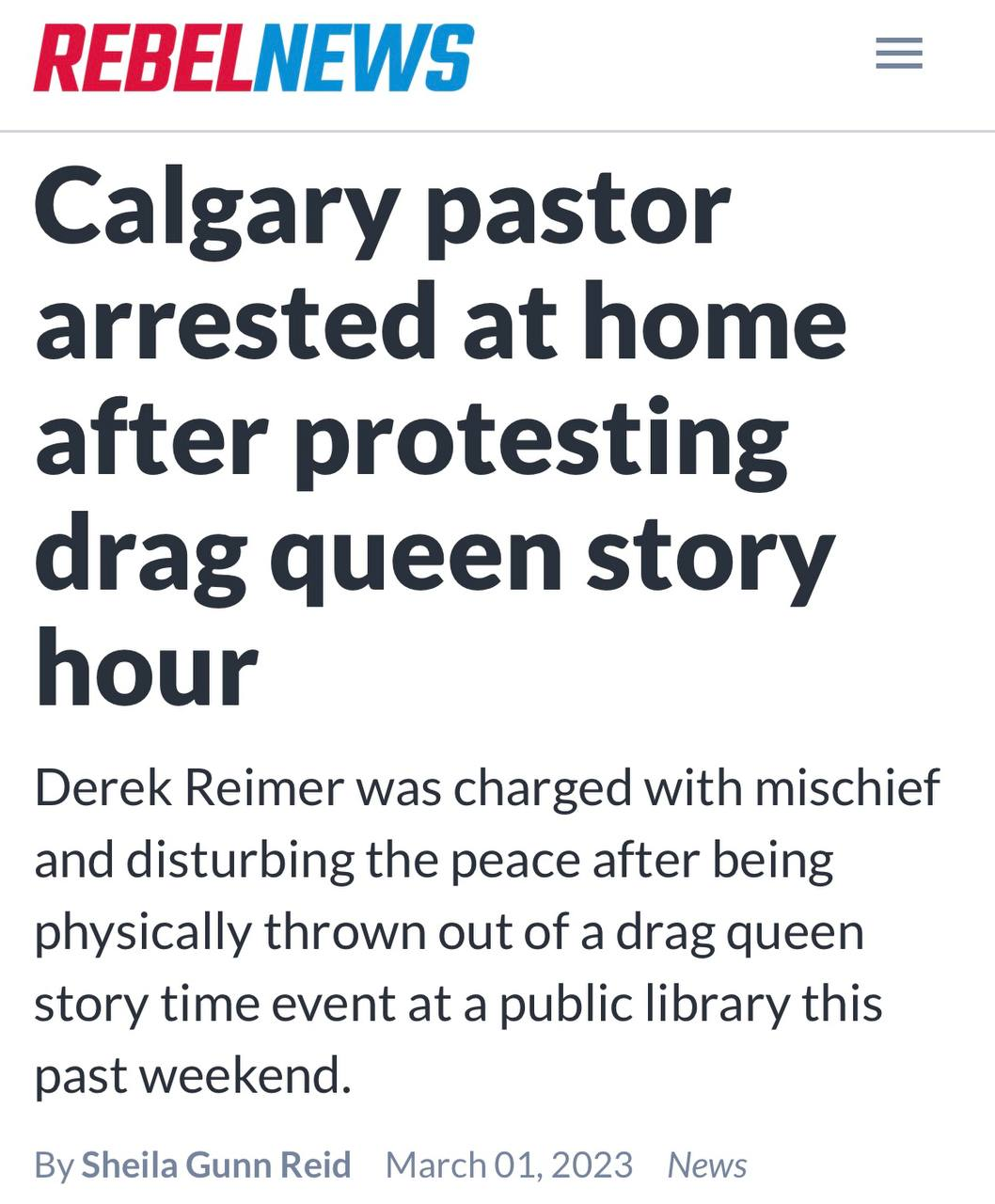 Canadian Pastor Arrested at Home for Questioning Drag Queen Story Time – The Donald – America First