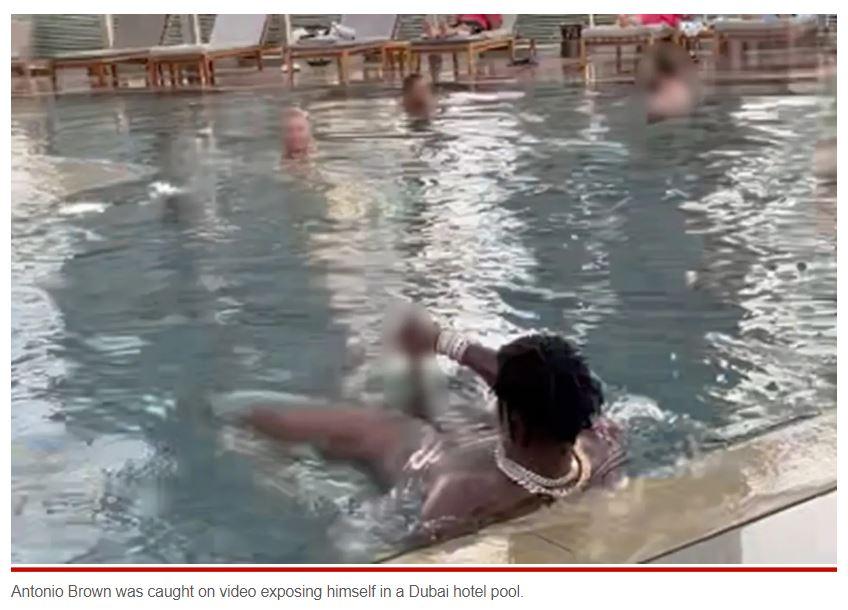 Antonio Brown exposes himself to stunned guests in a hotel pool