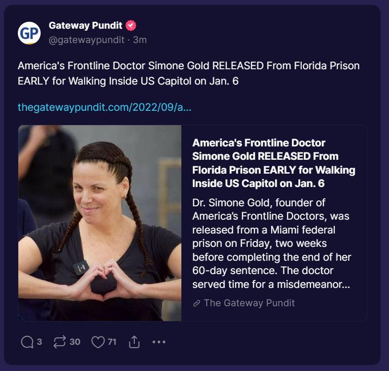 America's Frontline Doctor Simone Gold RELEASED From Florida Prison ...